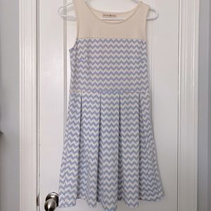 Cute white and light blue chevon dress